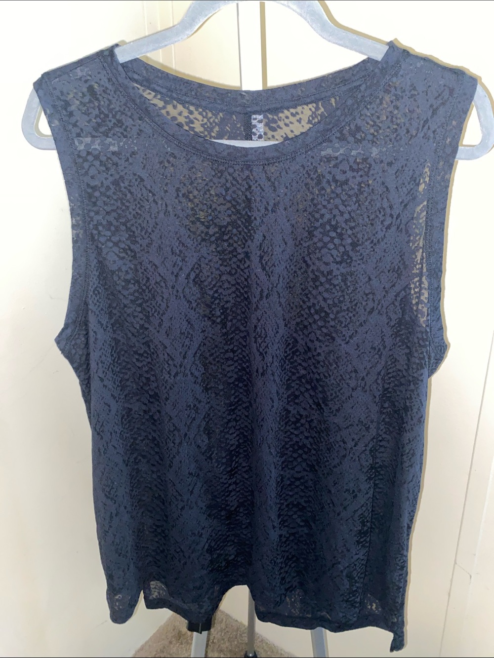 Sleeveless Black Lace Tank Top